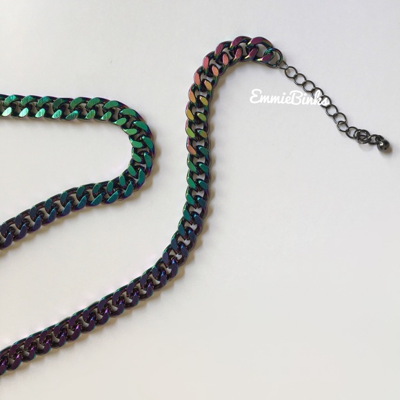 New Oil Slick Chain Link Necklace | Iridescent Miami Cuban Chain | Unisex - Picture 8 of 16